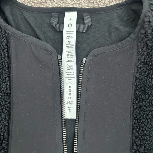 LULULEMON ATHLETICA Collarless Textured Fleece Full Zip Black 8 LL-10 - Picture 6 of 7